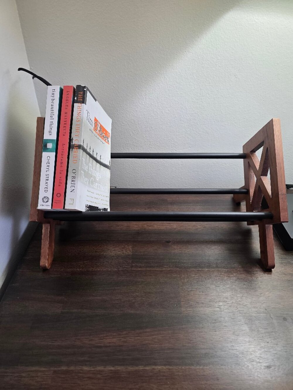 Wood Desktop Bookshelf Organizer Slanted Tilting Tabletop Book Rack